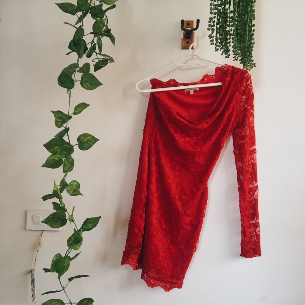 Red off the shoulder dress